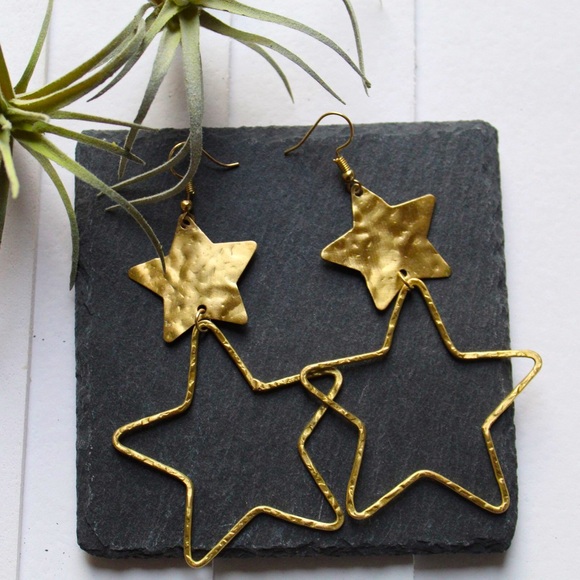 BOHO Love Gold Double Star Earrings - Picture 2 of 2